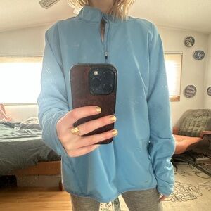 Nike Thick Light Blue Long Sleeve Quarter Zip Dri-Fit